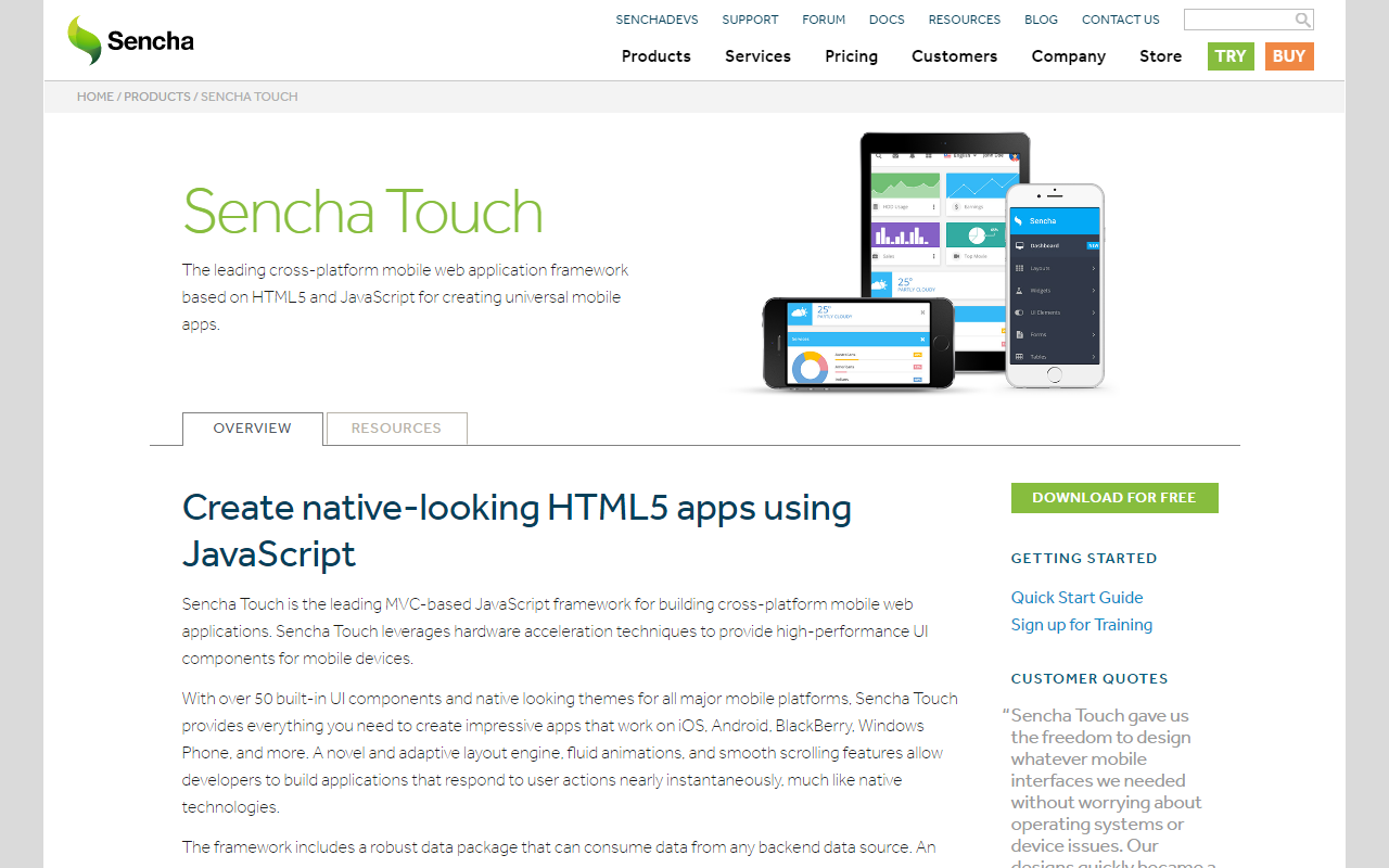 Sencha Touch cross-platform mobile web application framework